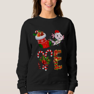 Kärlek Axolotl jul Ljus Led Santa Hat Chris T Shirt