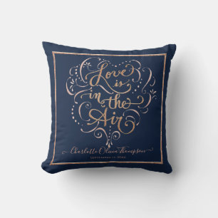 Kärlek Baby Flickvän Navy Rosa Guld Script Typogra Kudde