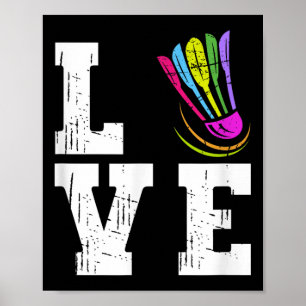 Kärlek Badminton Fan Team Spelare Distressed Shutt Poster