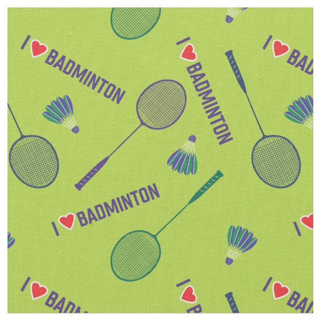 KÄRLEK-badminton med racketar på färsk grönt Tyg (Närbild)