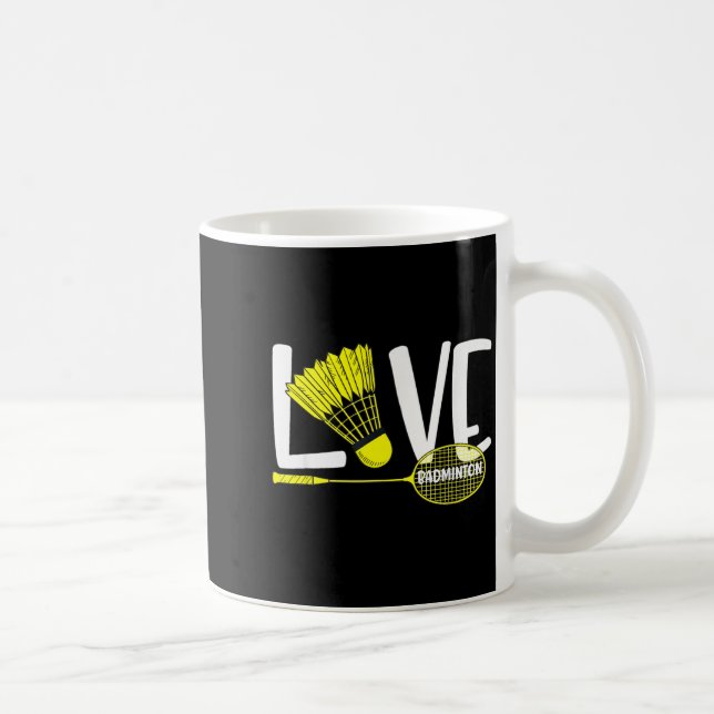 Kärlek Badminton Söt Rackethjälp Och Fjäderboll Sp Kaffemugg (Höger)
