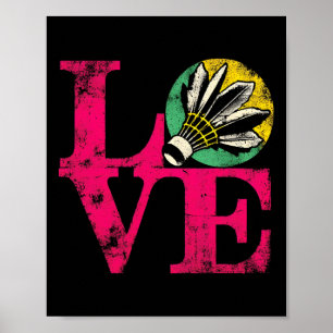 Kärlek Badminton - Vintage Colorful Badminton Shut Poster