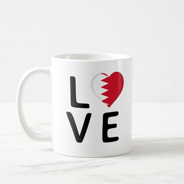 Kärlek - Bahrain Flagga Kaffemugg (Vänster)