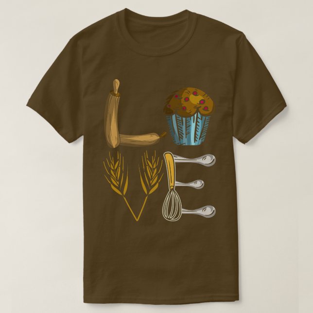 Kärlek Baking Cuptårta Baker Pastry Chef Cook Swee T Shirt (Design framsida)