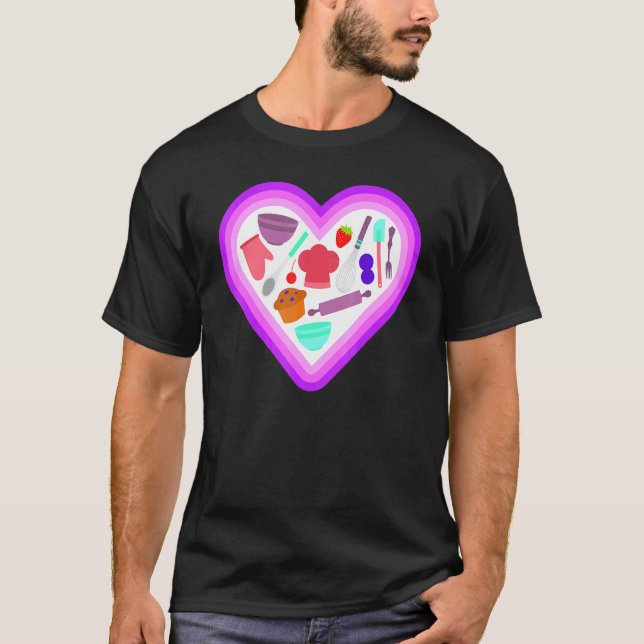 Kärlek Baking - Cute Baker Dessert Bakery T Shirt (Framsida)