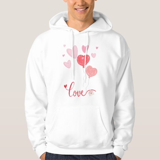Kärlek-ballonger och -hjärtan - Cute Valentine Hoodie (Framsida)