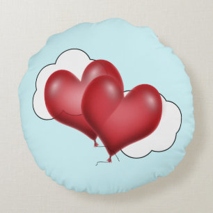 Kärlek Balloon Hearts Valentine Rund Kudde