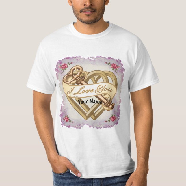 Kärlek Banner Bevel Heart t-shirts (Framsida)