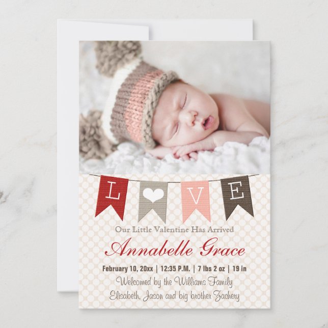 Kärlek Banner Valentine Baby meddelande (Framsida)
