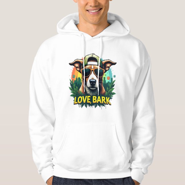 Kärlek, Bark - Coola Hund Streetwear Design Hoodie (Framsida)