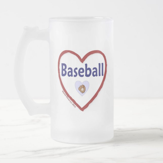 Kärlek Baseball Frostat Ölglas (Vänster)