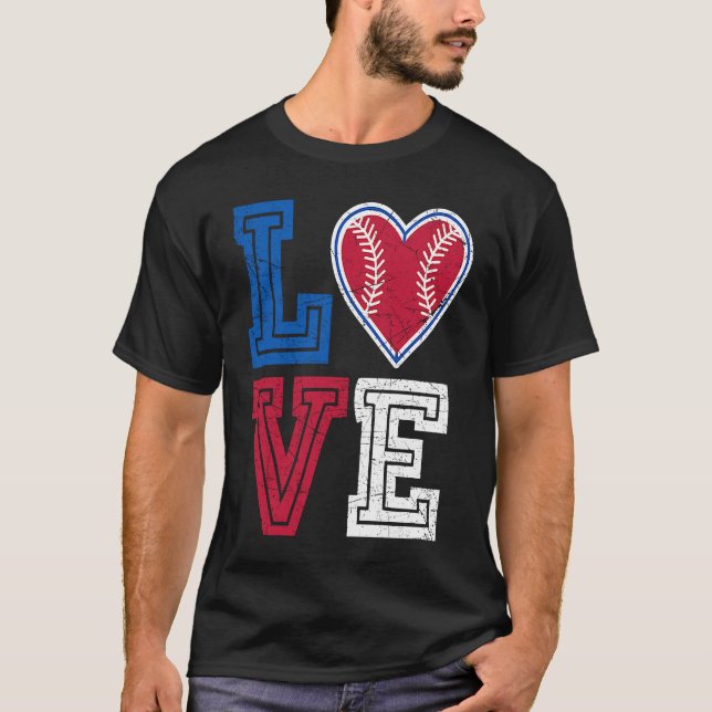 Kärlek Baseball Pitcher Catcher Springer Heart Fun T Shirt (Framsida)