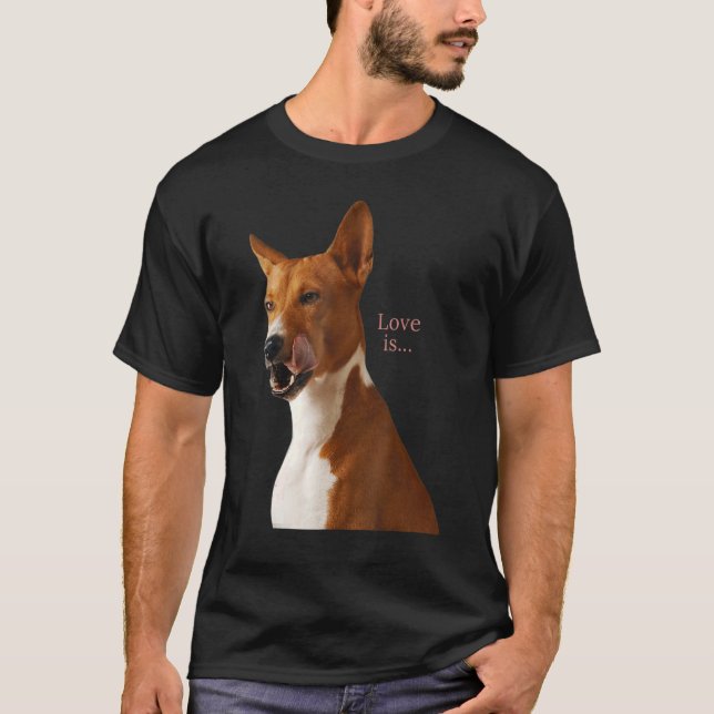 Kärlek Basenji Hund Pappa Mamma Puppy Cute Pet Val T Shirt (Framsida)