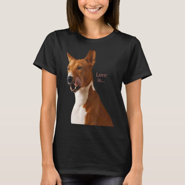 Kärlek Basenji Hund Pappa Mamma Puppy Cute Pet Val T Shirt (Framsida)