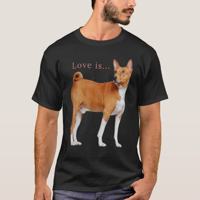 Kärlek Basenji Hund Pappa Mamma Puppy Cute Pet Val T Shirt (Framsida)