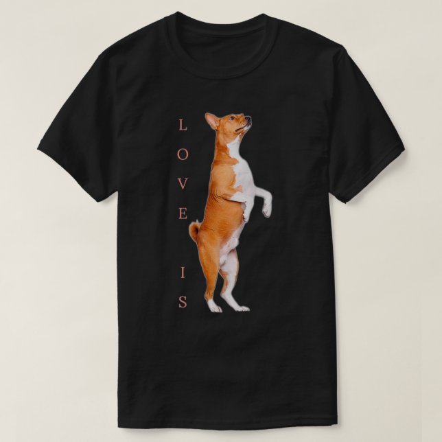 Kärlek Basenji Hund Pappa Mamma Puppy Cute Pet Val T Shirt (Design framsida)