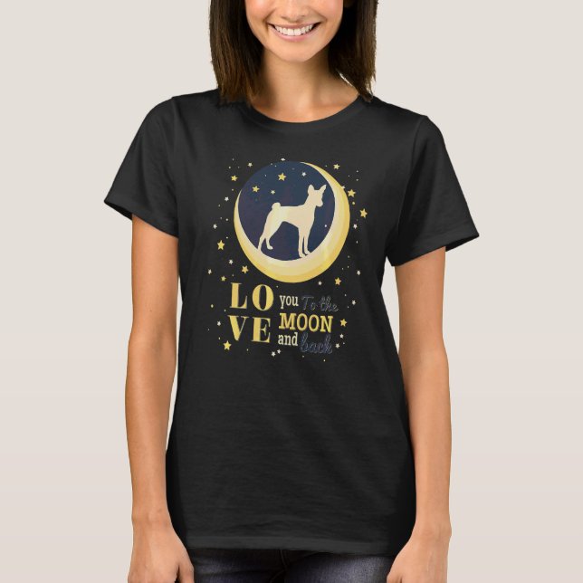 Kärlek Basenji till Måne T Shirt (Framsida)