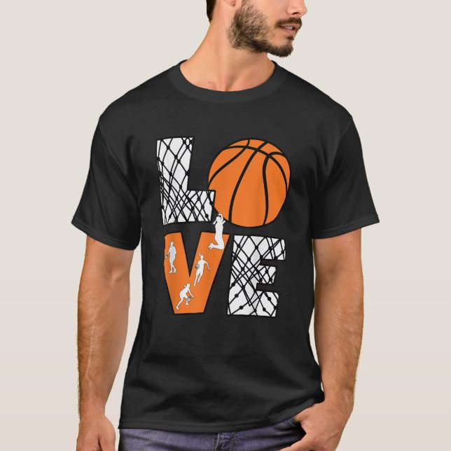 Kärlek Basketball Cute Women Girls Basketball Älsk T Shirt (Framsida)