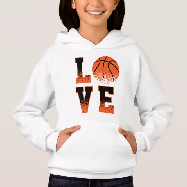 Kärlek Basketball Girls Hoodie T Shirt (Framsida)