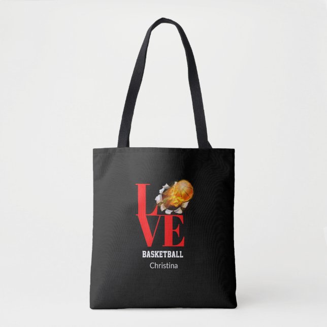 Kärlek Basketball Personlig Shoulder Tote Bag Tygkasse (Framsida)