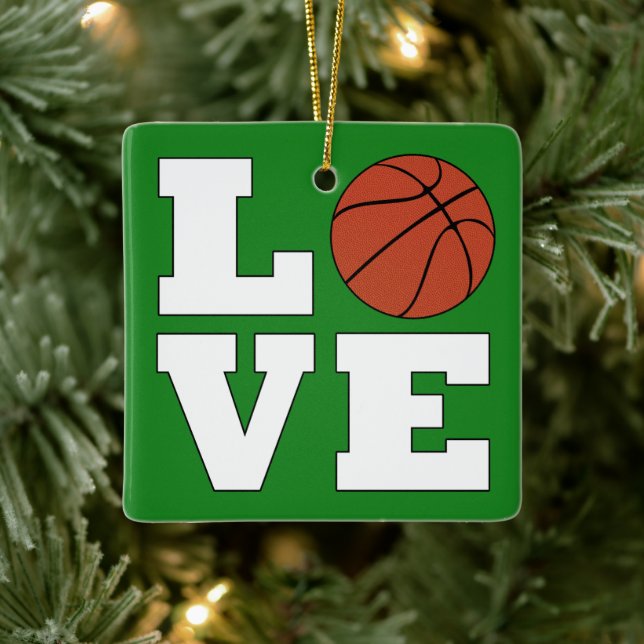 KÄRLEK Basketball Red and Grönt jul Basketball Julgransprydnad Keramik (Träd)