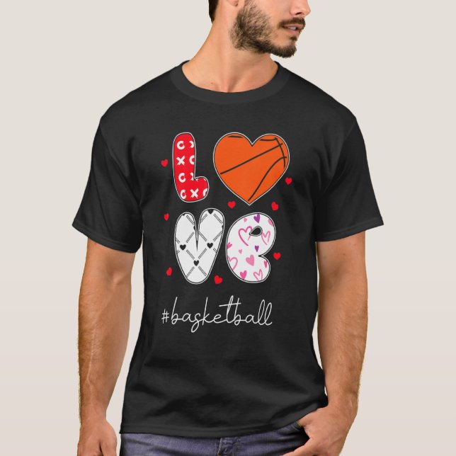 Kärlek Basketball Xoxo Doodle Heart Boll Graphic T Shirt (Framsida)