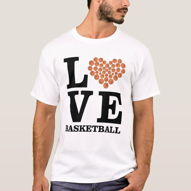 Kärlek Basketboll - hjärtat av Bollar T Shirt (Framsida)