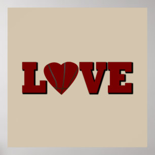 kärlek basketboll med hjärta poster