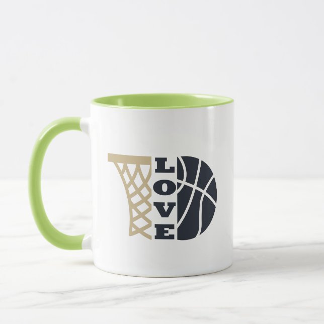 kärlek basketboll ring och blå boll mugg (Vänster)
