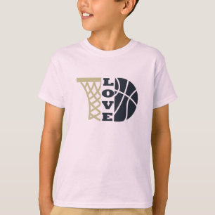 kärlek basketboll ring och blå boll t shirt