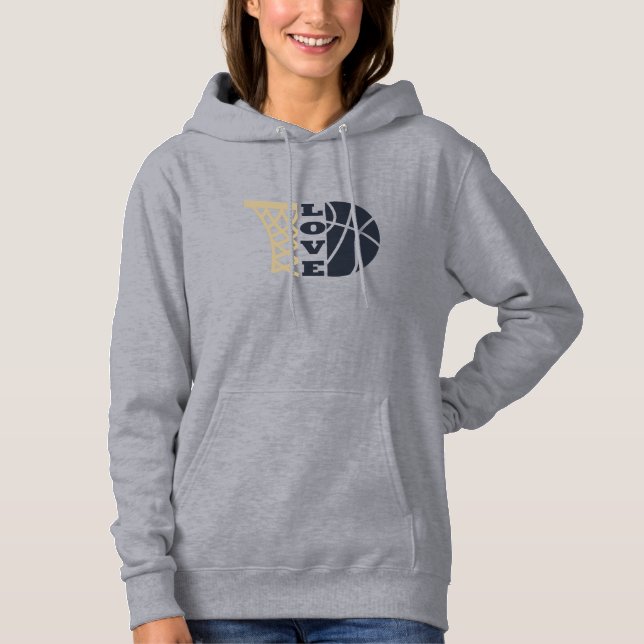 kärlek basketboll ring och blå boll t shirt (Framsida)