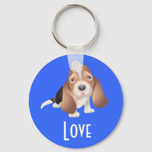 Kärlek Basset Hound Valp Hund Nyckelring