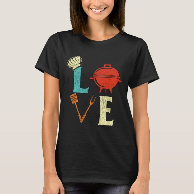 Kärlek Bbq Älskare Pitmaster Grilling Grill Barbec T Shirt (Framsida)