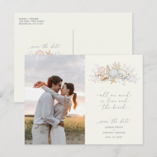 Kärlek & Beach Bröllopsfoto Spara Datum Vykort
