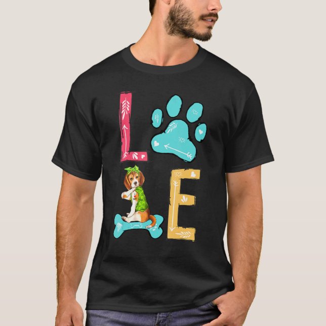 Kärlek Beagle Tass Hund Hundägare T Shirt (Framsida)