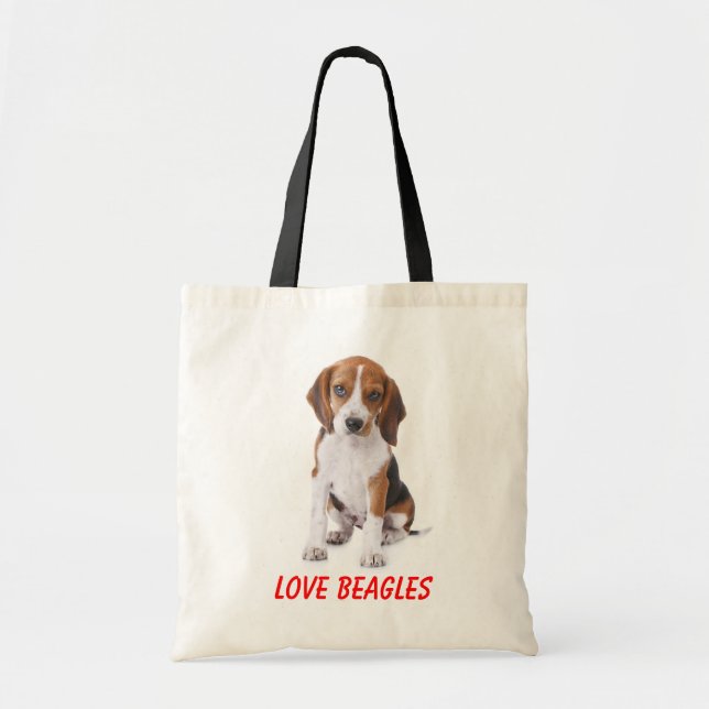 Kärlek Beagles Puppy Hund Canvas Totebag Tygkasse (Framsidan)
