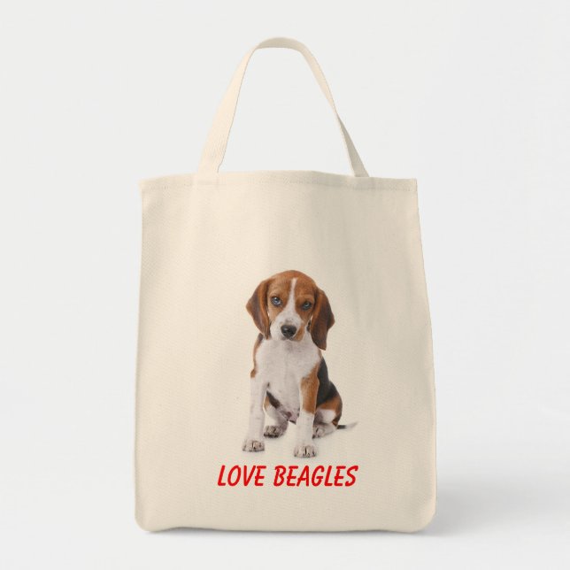 Kärlek Beagles Puppy Hund Canvas Totebag Tygkasse (Framsidan)