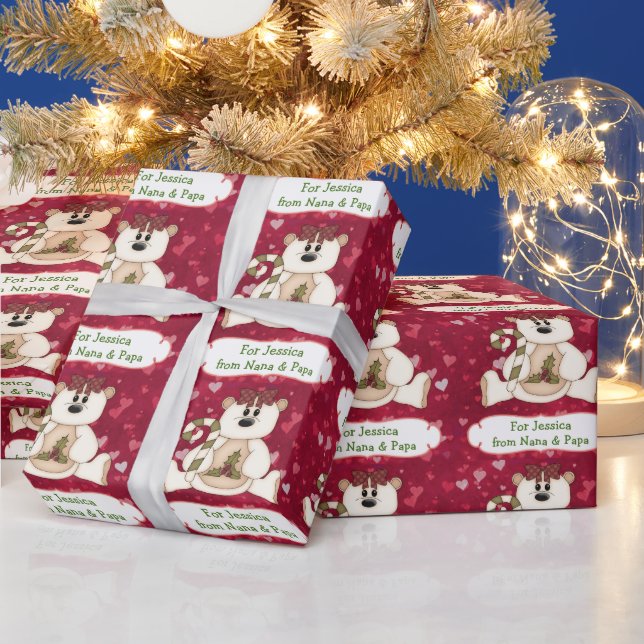 Kärlek Bear Grandchild Personlig jul Presentpapper (Helgdagar)