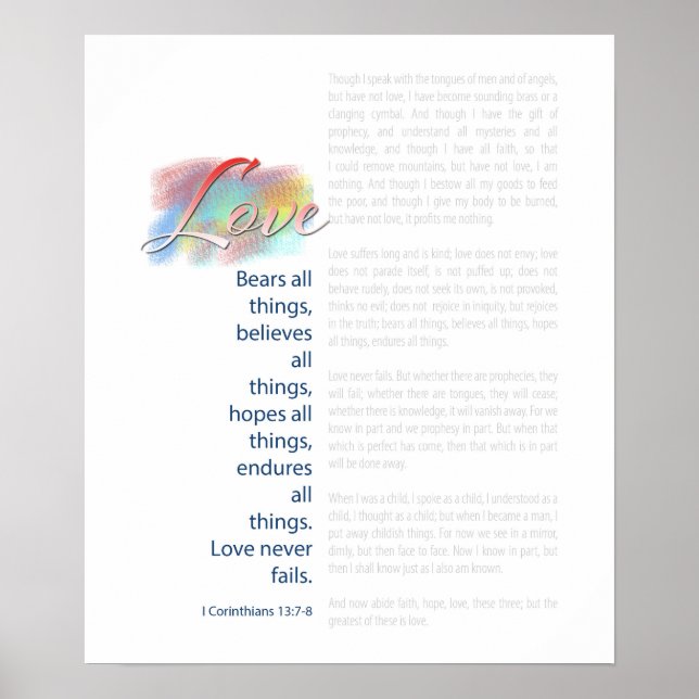 Kärlek Bears All Sak Bible Verse Poster (Framsidan)