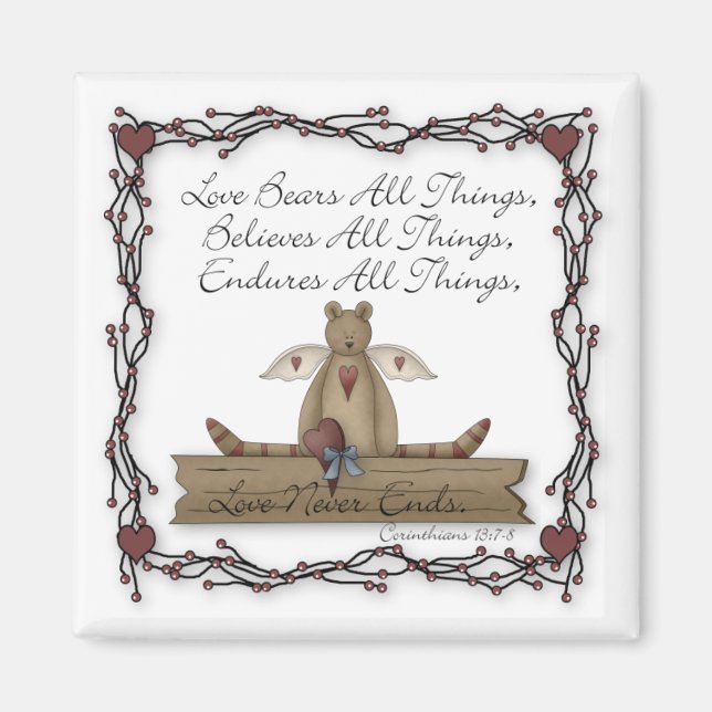 Kärlek Bears All Sak Land Angel Nalle Magnet (Framsidan)