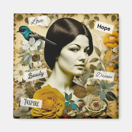 Kärlek, Beauty, Inspire, Dream and Hope Vintage Da Magnet