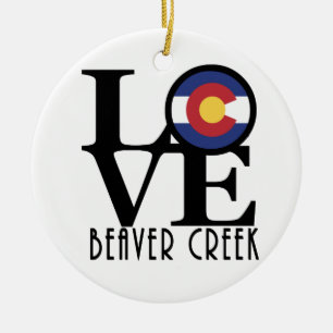 KÄRLEK Beaver Creek CO Julgransprydnad Keramik