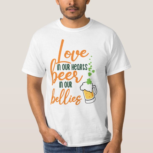 Kärlek & Beer St. Patrick's Day Roligt-61146 T Shirt (Framsida)