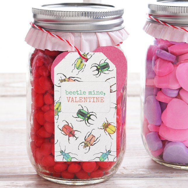 Kärlek Beetle Mine Valentine Day Presentetikett (Skapare uppladdad)