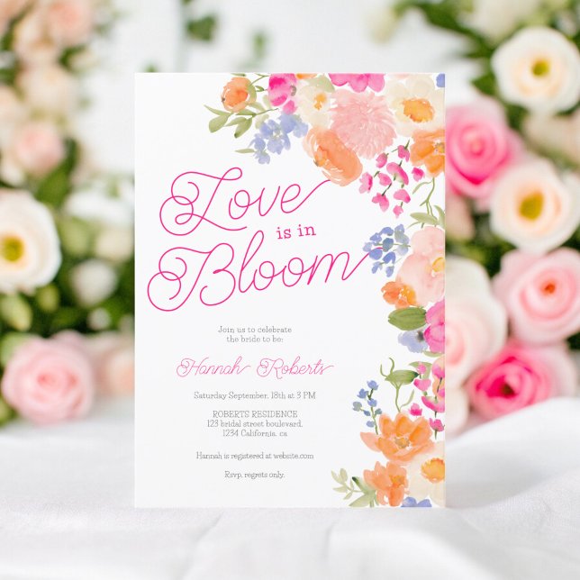 Kärlek befinner sig i möhippan söt vildblommor inbjudningar (Love is in bloom pretty wildflowers bridal shower invitation)