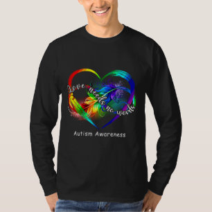 Kärlek behöver inga Ord Autism-tal Regnbåge oändli T Shirt