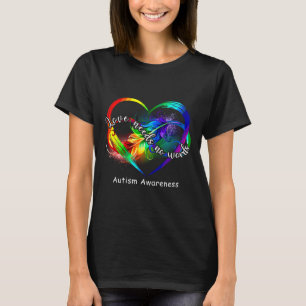 Kärlek behöver inga Ord Autism-tal Regnbåge oändli T Shirt