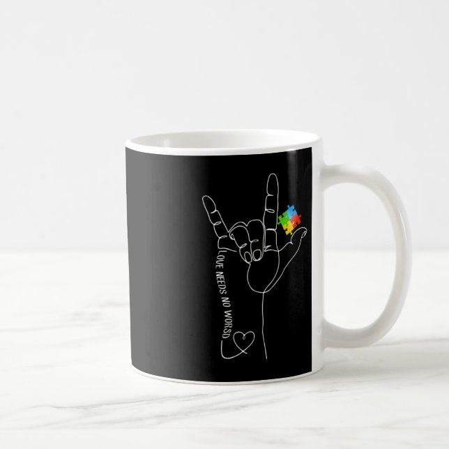 Kärlek behöver ingen Ord ASL Autism Awareness SPED Kaffemugg (Höger)