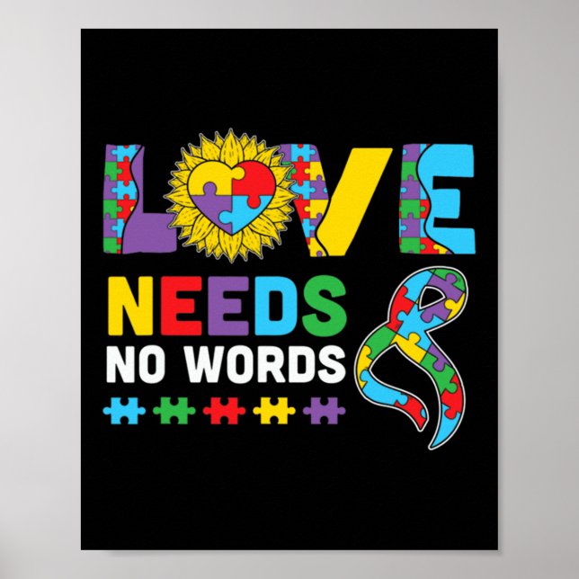 Kärlek behöver ingen Ord ASL Autism Awareness SPED Poster (Framsidan)
