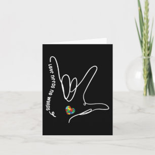 Kärlek behöver ingen Ord ASL Puzzle Biet Heart Aut Kort